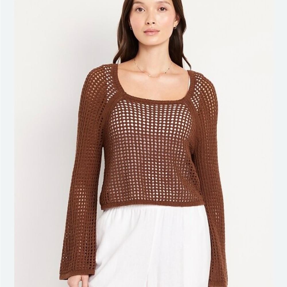 NWT Old Navy Open-Stitch Cropped Bouclé Sweater